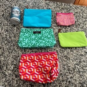 Lot of 5 Colorful Cosmetic Bag Set